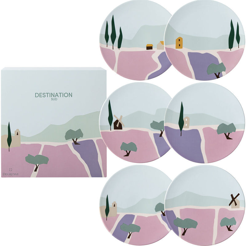 Degrenne DESTINATION SUD SET OF 6 ROUND PLATES 23CM
