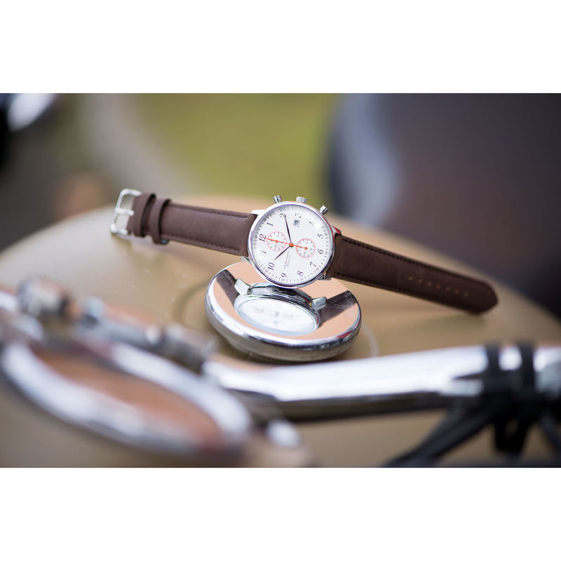 Armogan Regalia S-87 Chronograph Watch | Silvered White