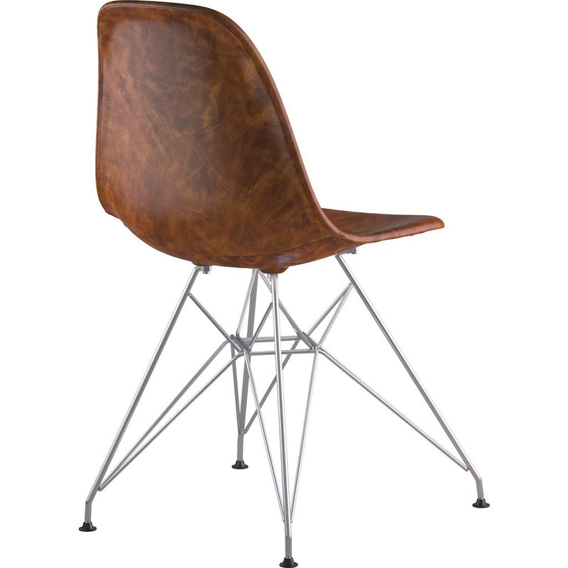 NyeKoncept Mid Century Eiffel Side Chair | Weathered Whiskey/Nickel 331013EM1