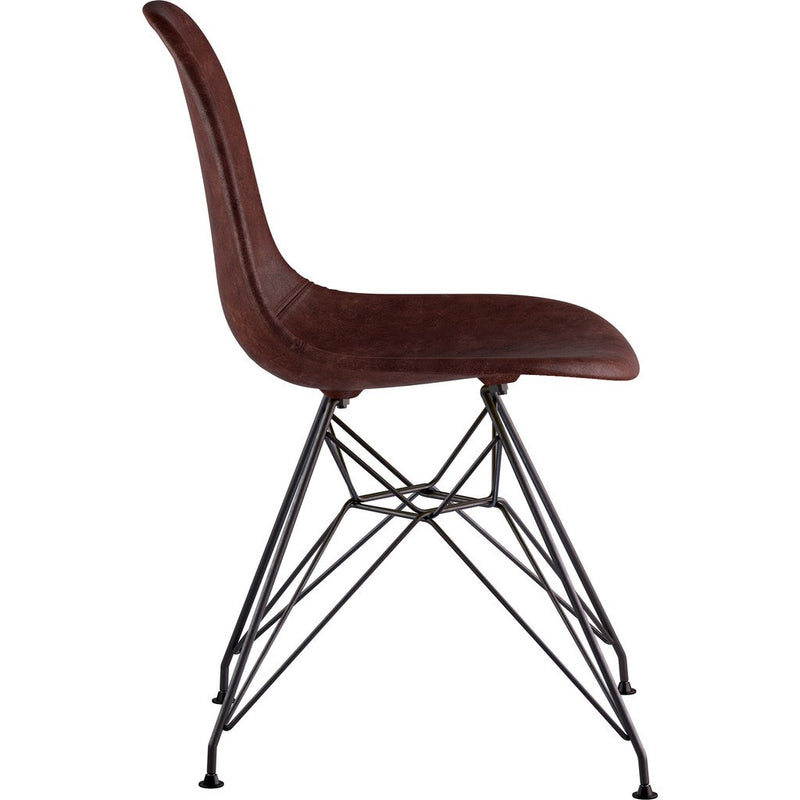 NyeKoncept Mid Century Eiffel Side Chair | Aged Cognac/Gunmetal 331014EM3