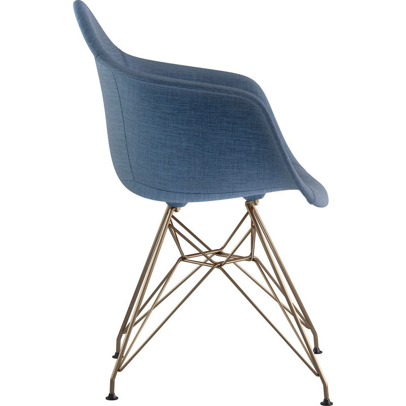 NyeKoncept Mid Century Eiffel Arm Chair | Dodger Blue/Brass 332006EM2