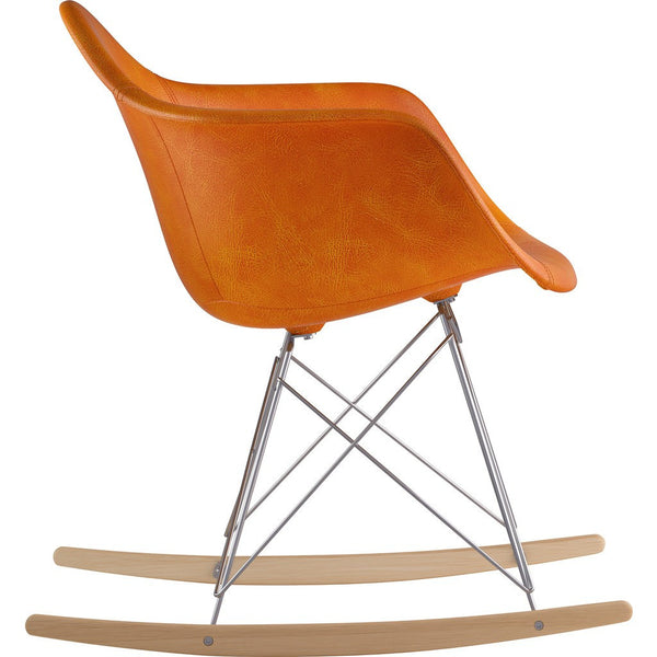 NyeKoncept Mid Century Rocker Chair | Burnt Orange/Nickel 332011RO1