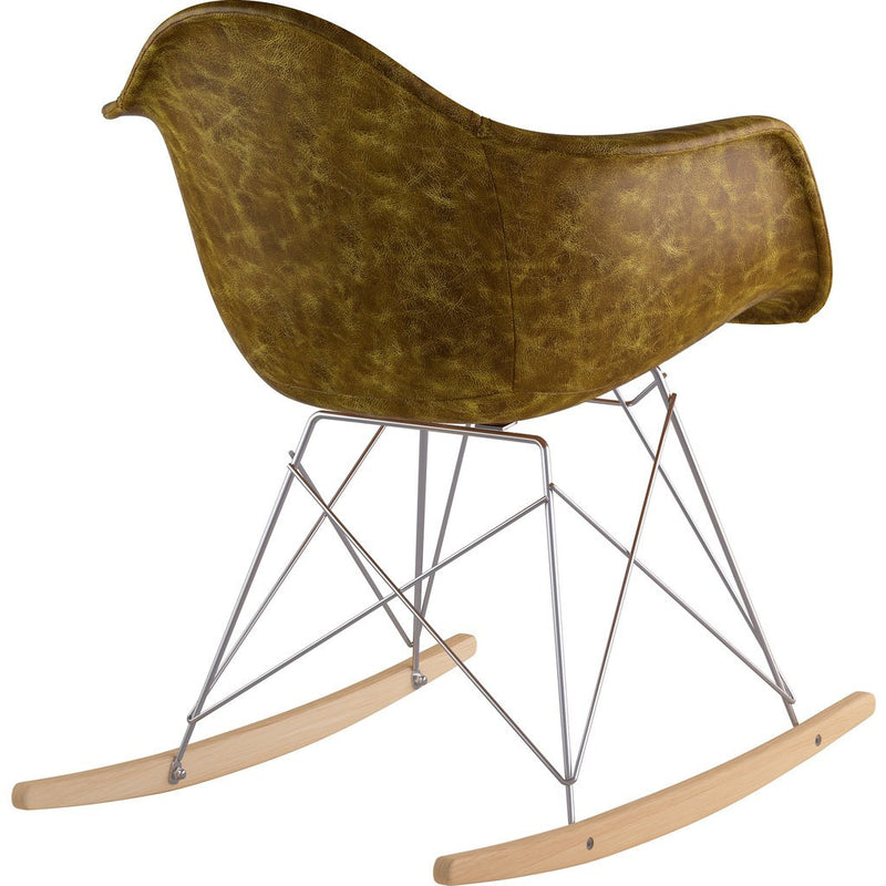 NyeKoncept Mid Century Rocker Chair | Palermo Olive/Nickel 332012RO1