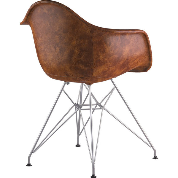 NyeKoncept Mid Century Eiffel Arm Chair | Weathered Whiskey/Nickel 332013EM1