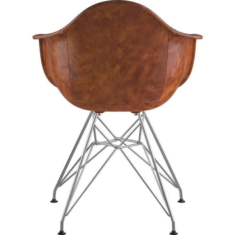 NyeKoncept Mid Century Eiffel Arm Chair | Weathered Whiskey/Nickel 332013EM1