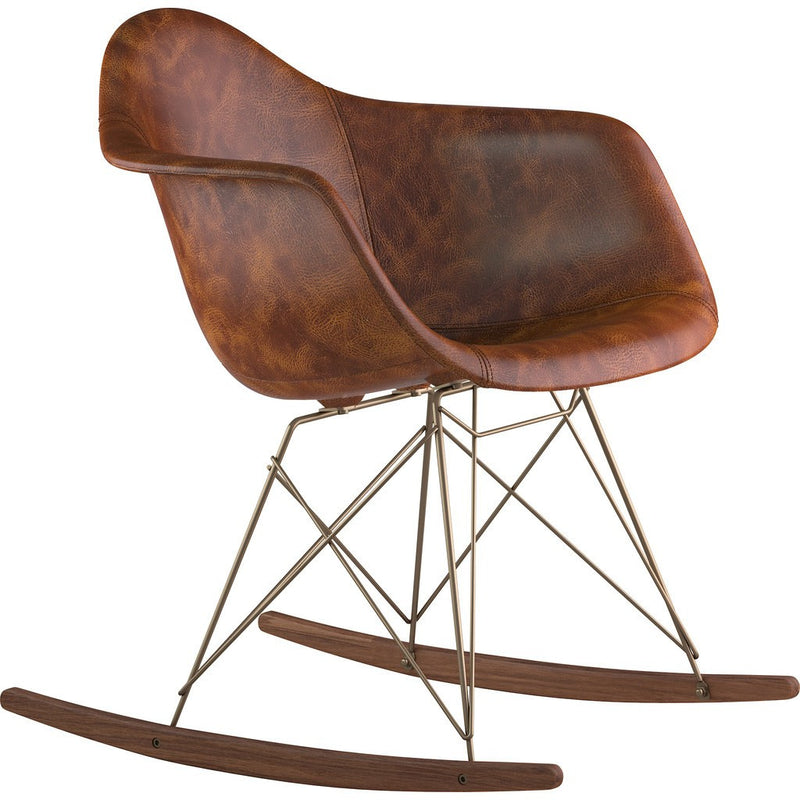 NyeKoncept Mid Century Rocker Chair | Weathered Whiskey/Brass 332013RO2