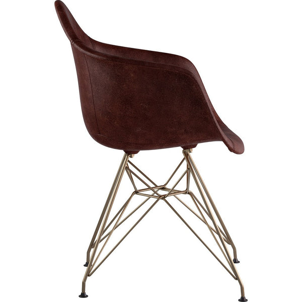 NyeKoncept Mid Century Eiffel  Arm Chair | Aged Cognac/Brass 332014EM2