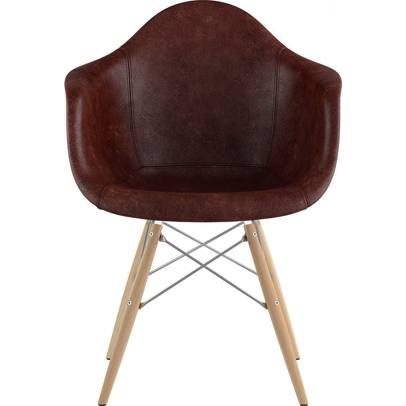 NyeKoncept Mid Century Dowel  Arm Chair | Aged Cognac/Nickel 332014EW1