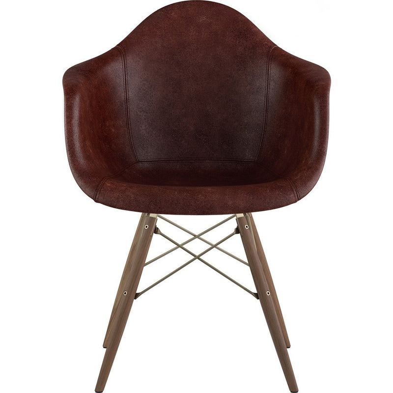 NyeKoncept Mid Century Dowel  Arm Chair | Aged Cognac/Brass 332014EW2