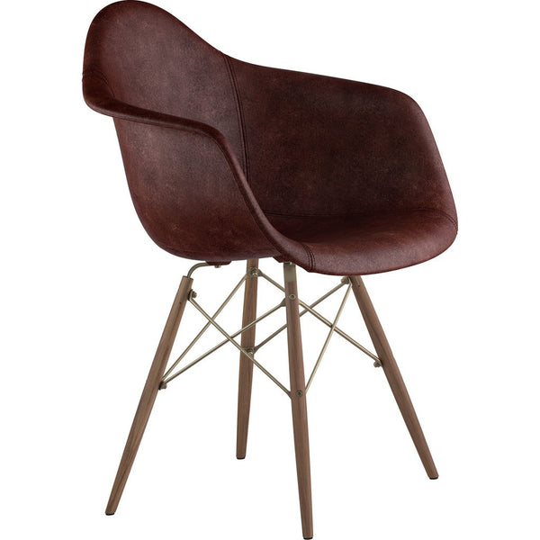 NyeKoncept Mid Century Dowel  Arm Chair | Aged Cognac/Brass 332014EW2
