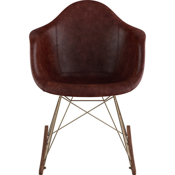NyeKoncept Mid Century Rocker  Chair | Aged Cognac/Brass 332014RO2