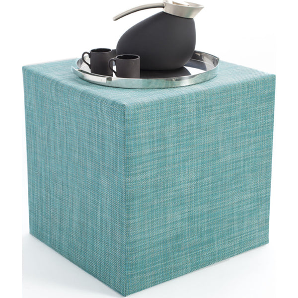 Chilewich Mini Basketweave Cube Accent Table | Turquoise - 340112-019