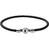 Miansai Mens Nexus Leather Bracelet, Sterling Silver | Black