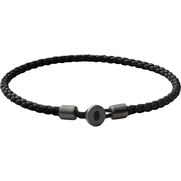Miansai Mens Nexus Leather Bracelet, Matte Black Rhodium | Black