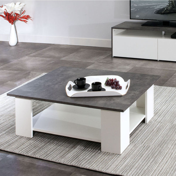 Symbiosis Square Coffee Table | White / Concrete