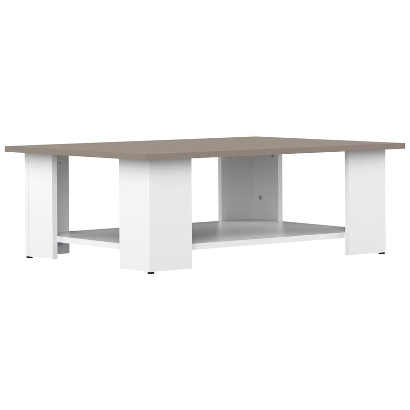 Symbiosis Square Coffee Table | White / Taupe