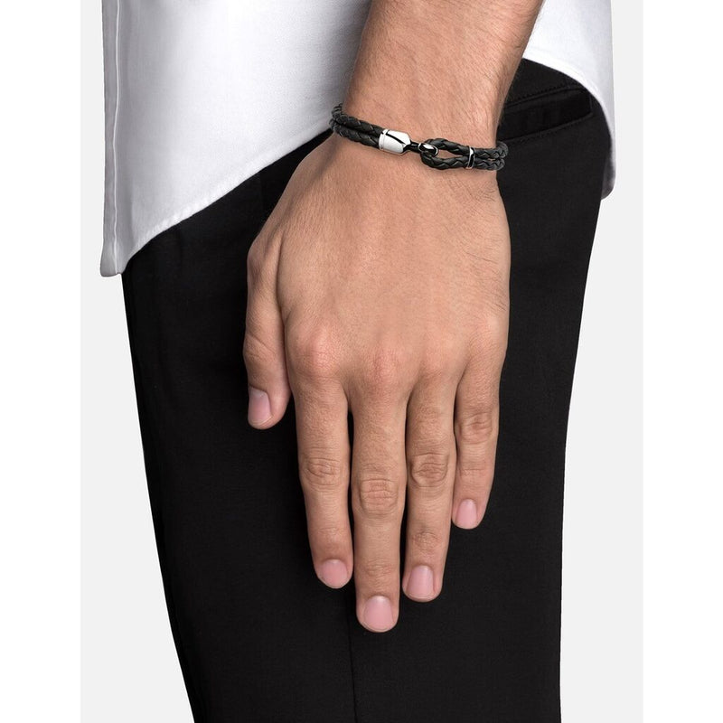 Miansai Mens Single Trice Bracelet With Sleeve, Sterling Silver | Black