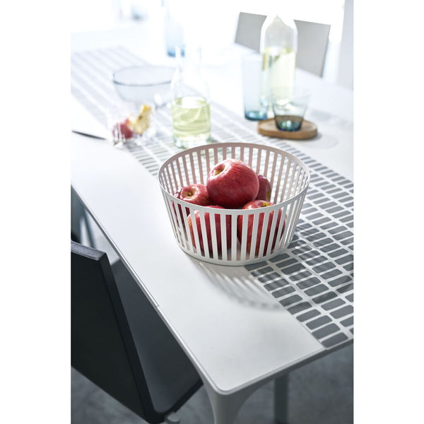 Yamazaki Tower Striped Steel Fruit Basket | Tall