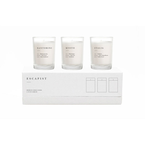 Brooklyn Candle Studio Escapist Candle Votive Gift Set | Earthy + Warm