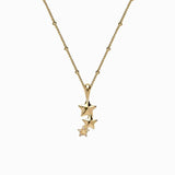 Awe Inspired Triple Star Charm Necklace | Standard Cable Chain