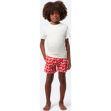 Tom & Teddy Father Son Swimming Trunks | Red & White Turtle Print