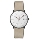 Junghans Max Bill Automatic Mens Wrist Watch - 38mm Edition Set 60 Analog Watch with Luminous Substance and Water Resistance, Light Grey Leather Strap