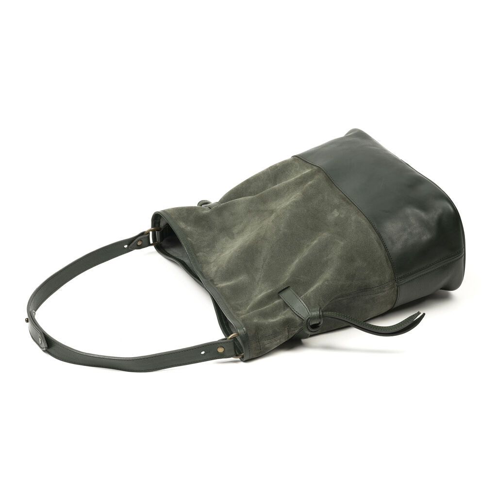 Black faux suede slouch handbag
