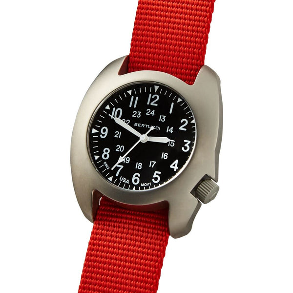 Bertucci D-3T RETROFORM EPIC Watch | Black Dial with Int. NASA Orange Nylon Band