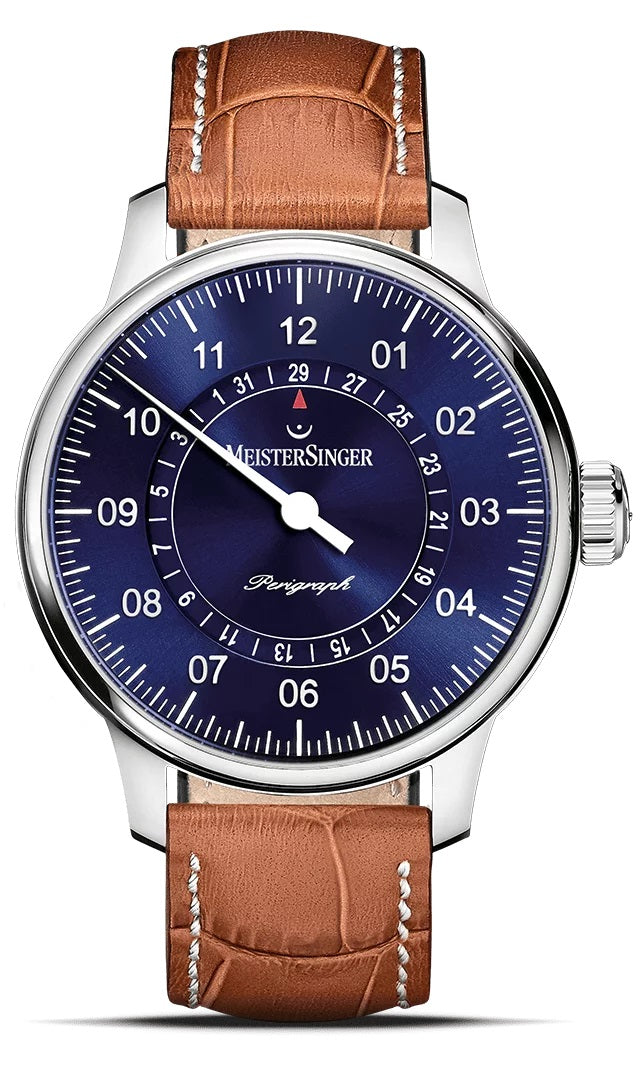MeisterSinger Perigraph Watch | Croco Print with White Stitching