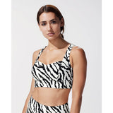 Michi Leopard Instinct Print Longline Bra | Ivory 