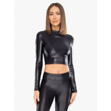 Koral Luca Infinity Long Sleeve Crop Top | Black