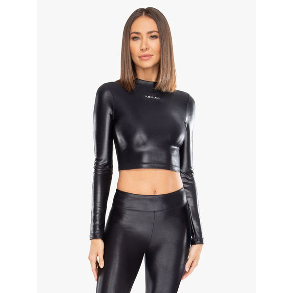 Koral Luca Infinity Long Sleeve Crop Top | Black