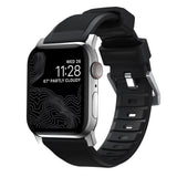 Nomad Rugged Apple Watch Strap | Black FKM Rubber/Silver Hardware