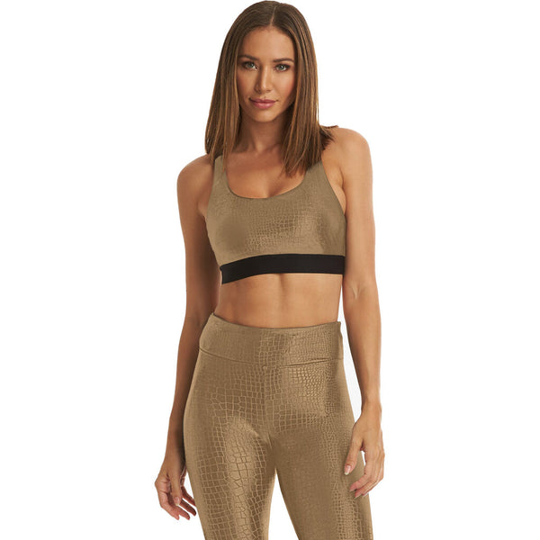 Koral Savannah Infinity Sports Bra | Gold Crocodile