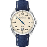 MeisterSinger Metris Watch | Ivory Dial / Denim Blue