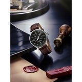 MeisterSinger Astroscope Watch | Black w/ Old Radium accent Dial / Croco Print Calf Leather Brown