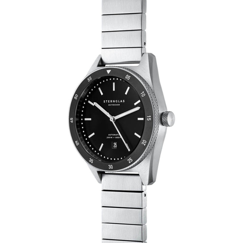 Sternglas Marus Automatic Watch | Black Dial / Steel Bracelet