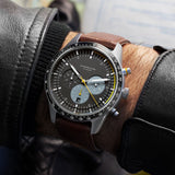 Sternglas Tachymeter Quartz Watch | Black Dial / Modena Brown Strap