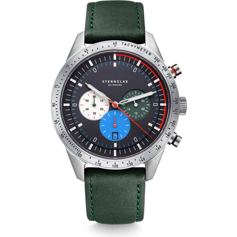 Sternglas Tachymeter Quartz Watch | Blue Dial / Modena Green Strap