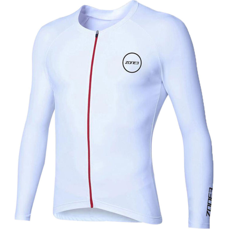 Zone3 Men's Lava Aero 3/4 Sleeve Warmth Top | White/Red