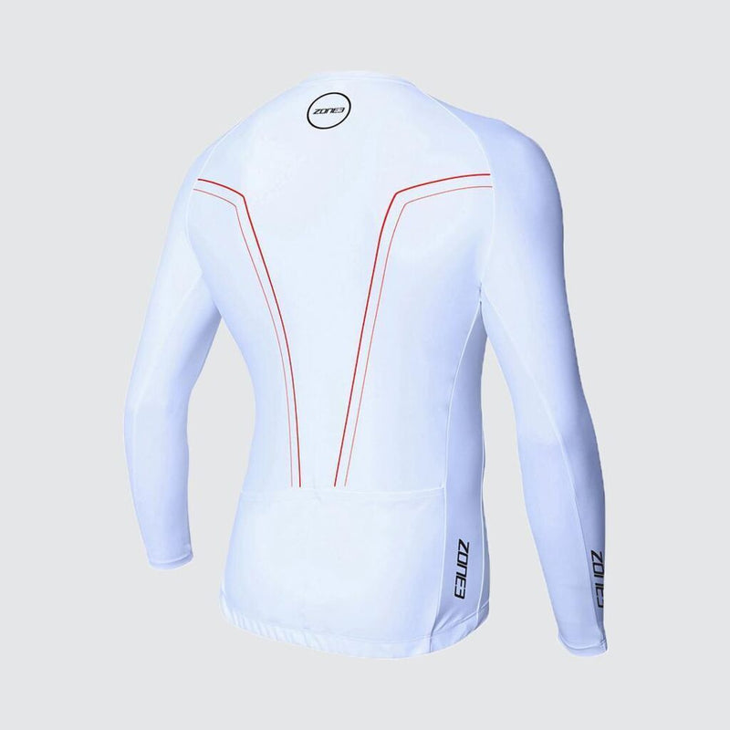 Zone3 Men's Lava Aero 3/4 Sleeve Warmth Top | White/Red