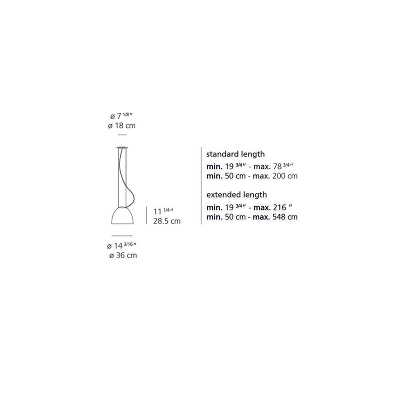Artemide Nur E26 Gloss Mini Suspension Light Max 100W UL