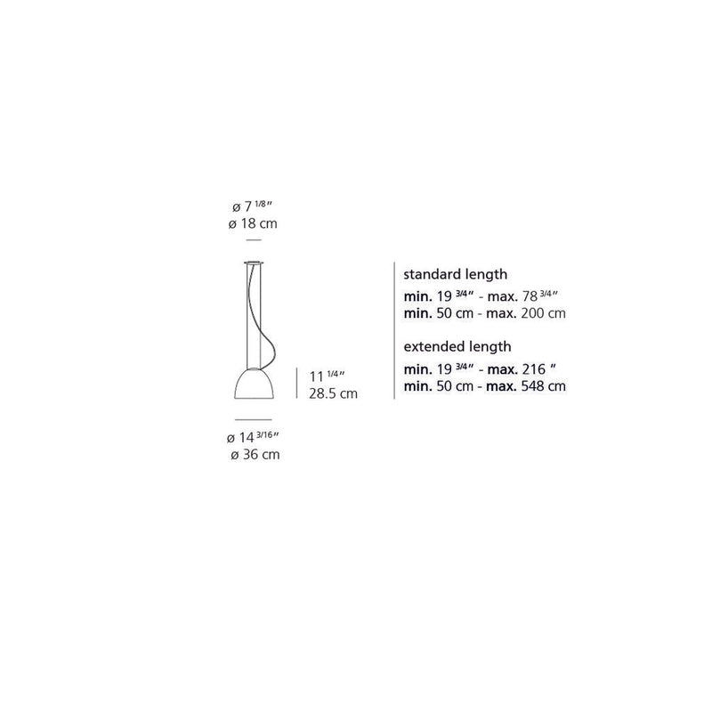 Artemide Nur 2-Wire Gloss Mini Dimmable Suspension LED Light 28W UNV UL
