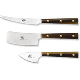 Coltellerie Berti Set of 3 Cheese Knives w/ Wood Box | Cornotech Lucite Handles-435C