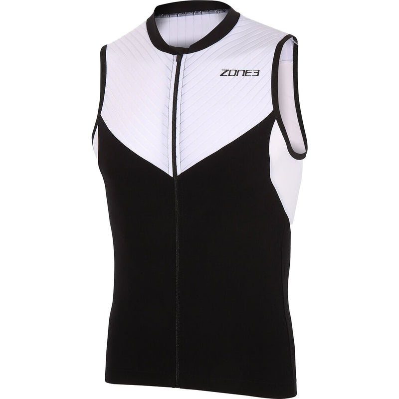 Zone3 Men's Lava Long Distance Tri Sleeveless Top | Black/Red/White