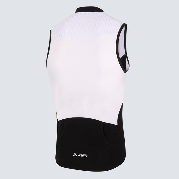 Zone3 Men's Lava Long Distance Tri Sleeveless Top | Black/Red/White