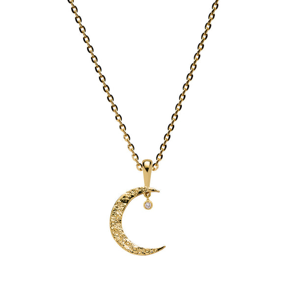 Awe Inspired Moon Charm Necklace | Standard Cable Chain