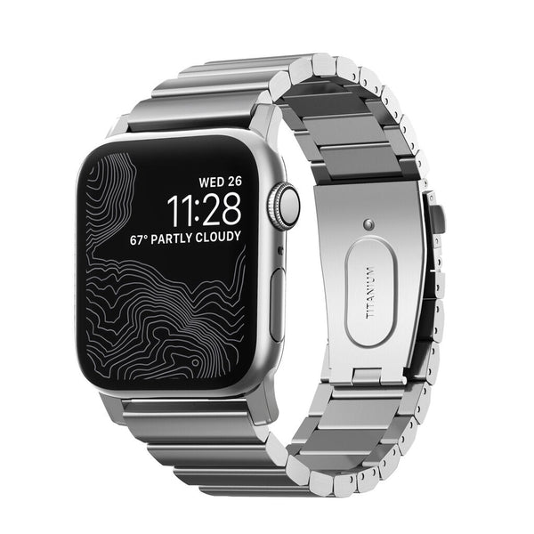Nomad Apple Watch Titanium Band 44mm / 42mm | Titanium/Silver Hardware 