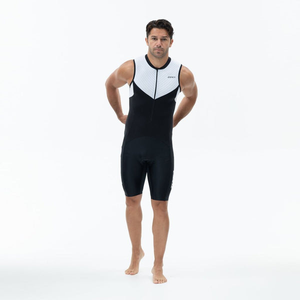 Zone3 Men's Lava Long Distance Tri Suit | Black/White/Red