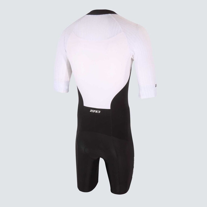 Zone3 Men's Lava Long Distance Full Zip Short Sleeve Aero Suit | Black/Red/White